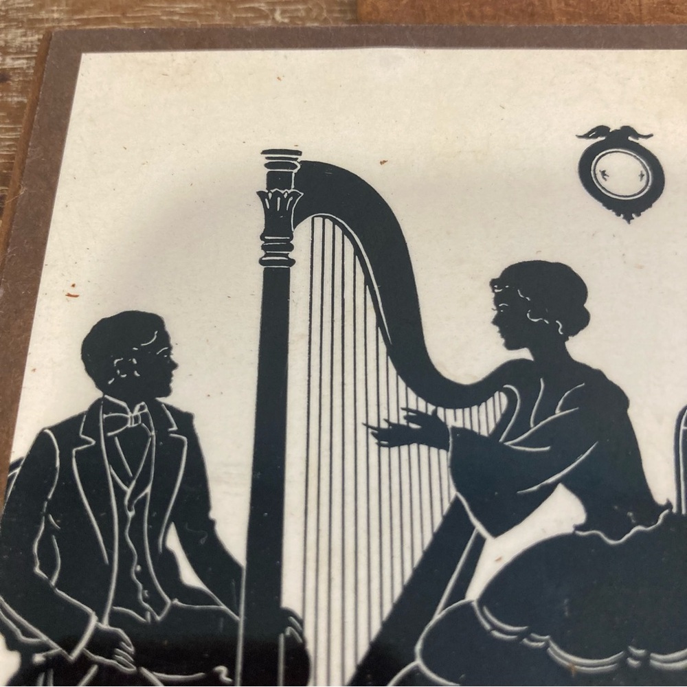 Vintage Set of 3 Victorian Revival Music Silhouette Prints - Black on Cream - Picture 14 of 16